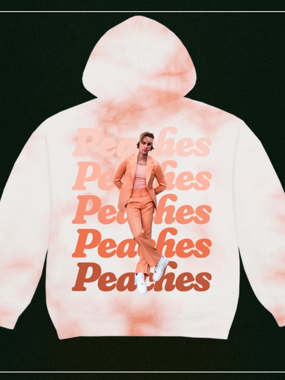 Justin Bieber Peaches Tie-Dye Peach Graphic Hoodie Sweatshirt
